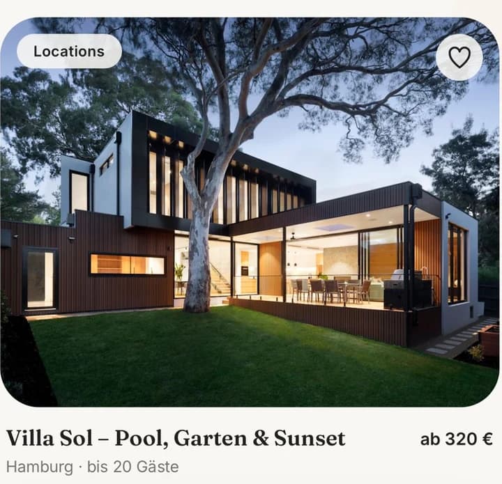 Feesto App: eine Location-Karte - Villa Sol in Hamburg, bis 20 Gäste, ab 320 Euro